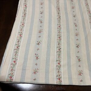 Ralph Lauren Julianne Queen flat sheet cream blue stripe vintage cotton sateen